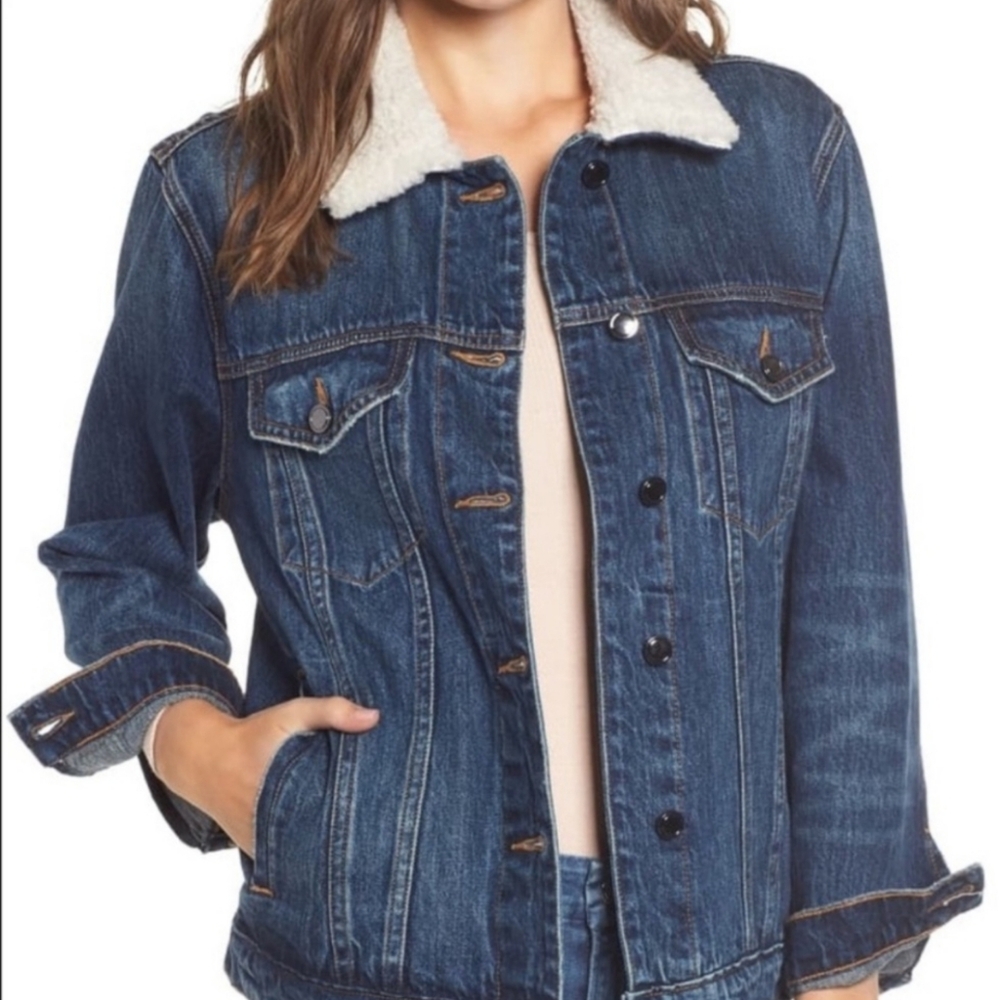 NWT Good American Jean Sherpa Jacket